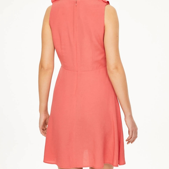 LOFT RUFFLE V- NECK, SLEEVES WRAP DRESS, BACK ZIP, LINED, SIZE 12 - Picture 2 of 5